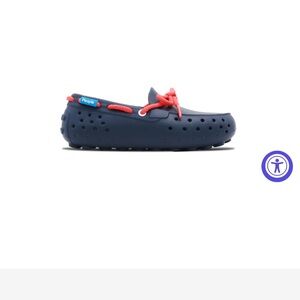 Kids Navy Moccasins with Red Laces